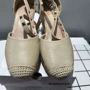 Sonoma Cream Espadrille Flats with Adjustable Slingback
